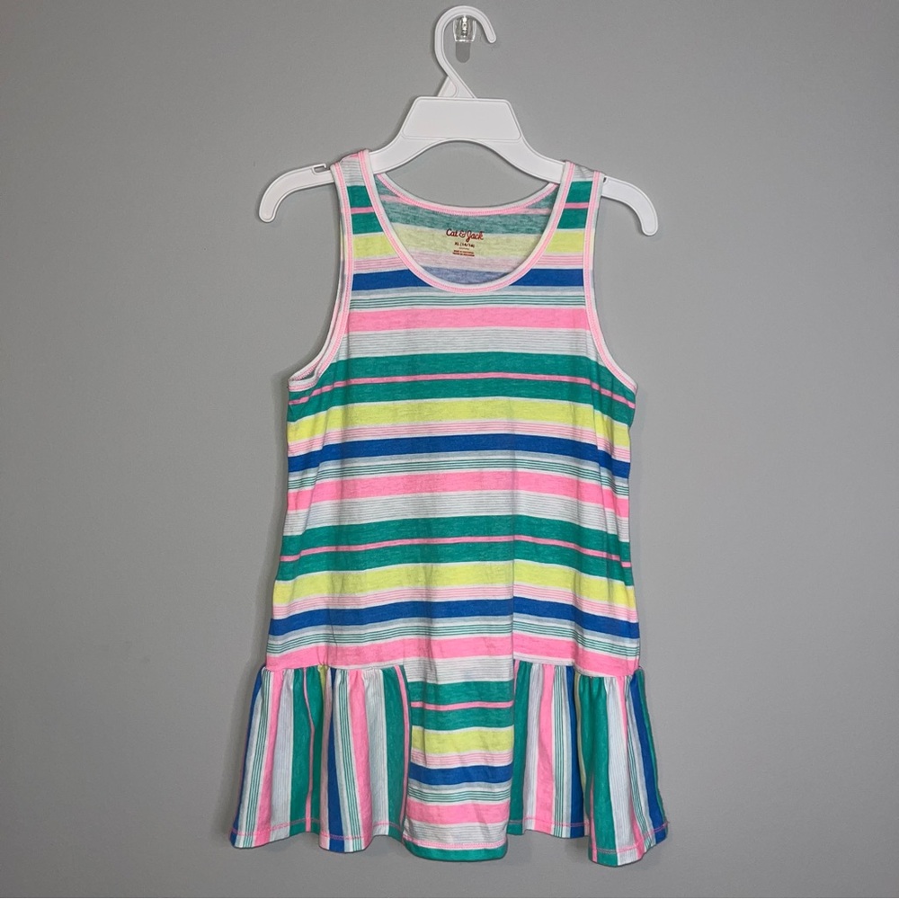Cat & Jack Pink and Green Striped Tank Top XL 14/16